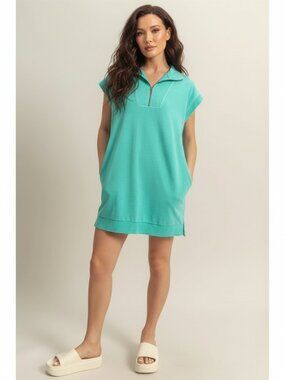 EASEL Half-Zip Mini Dress-NWT